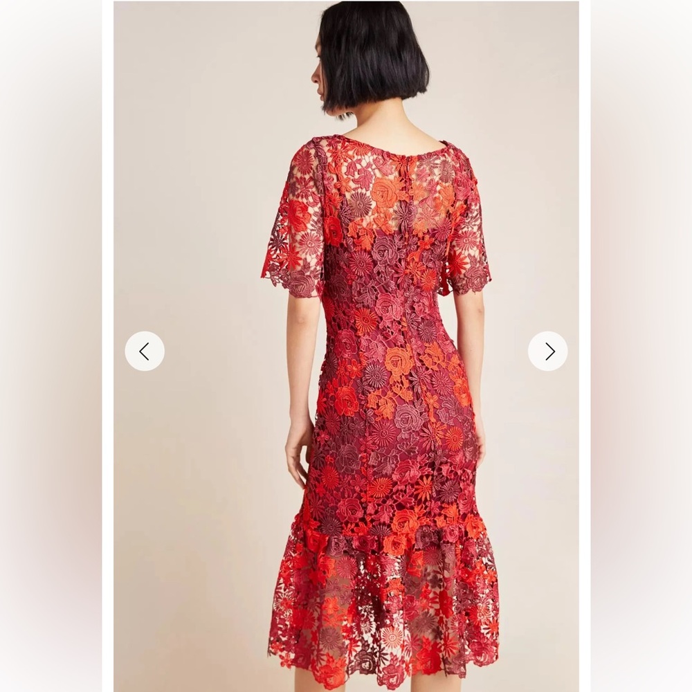 Eva Franco Anthropologie NWT Brigitte Embroidered & Lined Midi Dress Size 6 - Picture 3 of 5